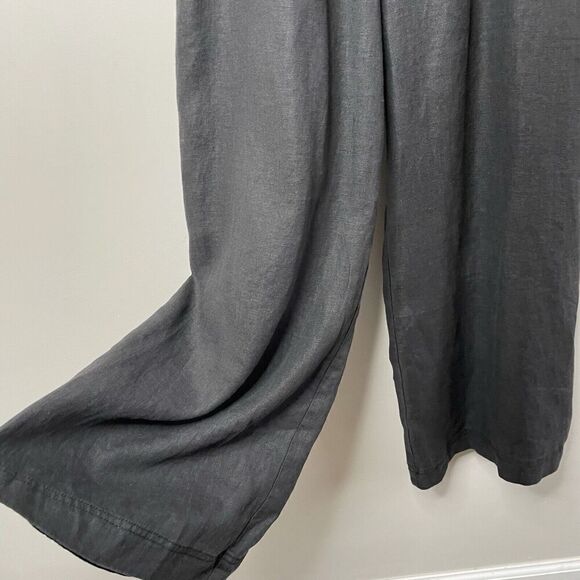 MADEWELL Jumpsuit Women 4 Black Sleeveless Wide-Leg NEW 100% Linen NL437 - Picture 6 of 14